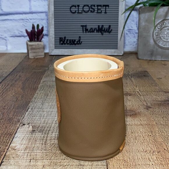 JON HART COOL IT KOOZIE INSULATED COLD DRINK HOLDER “CJV” Tan Leather Trim - Picture 9 of 13